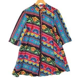Zuri Shirt Dress Large Multicolor Floral Hocus Crocus Button Front Pockets New